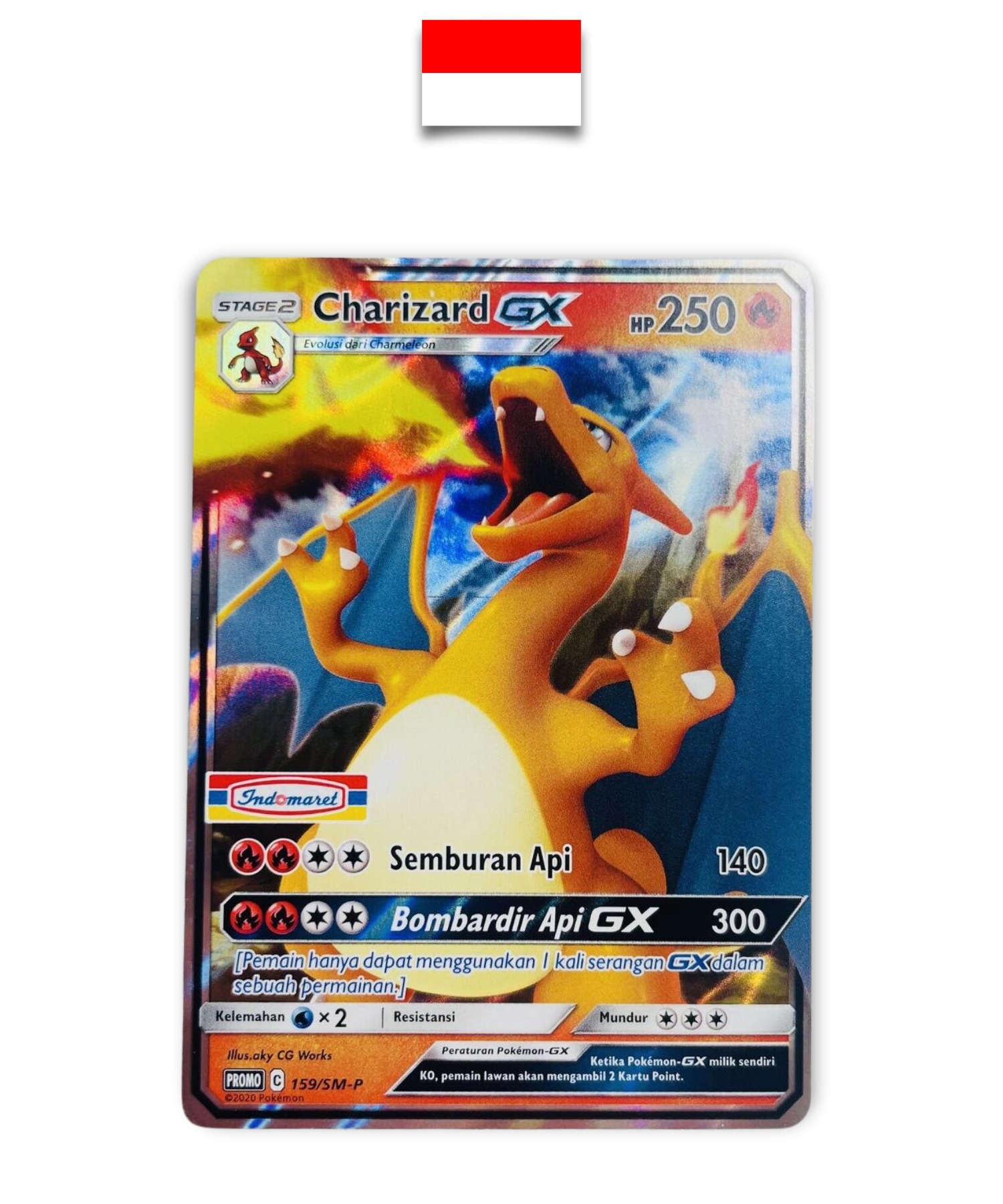 Carte Pokémon – Dracaufeu GX Indomaret 159/SM-P – Indonésien
