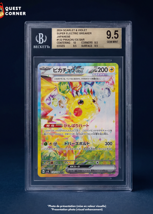 Carte Gradée Pokémon – Pikachu ex SAR 132/106 - BGS 9.5 - SV8 - Japonais - Quest Corner