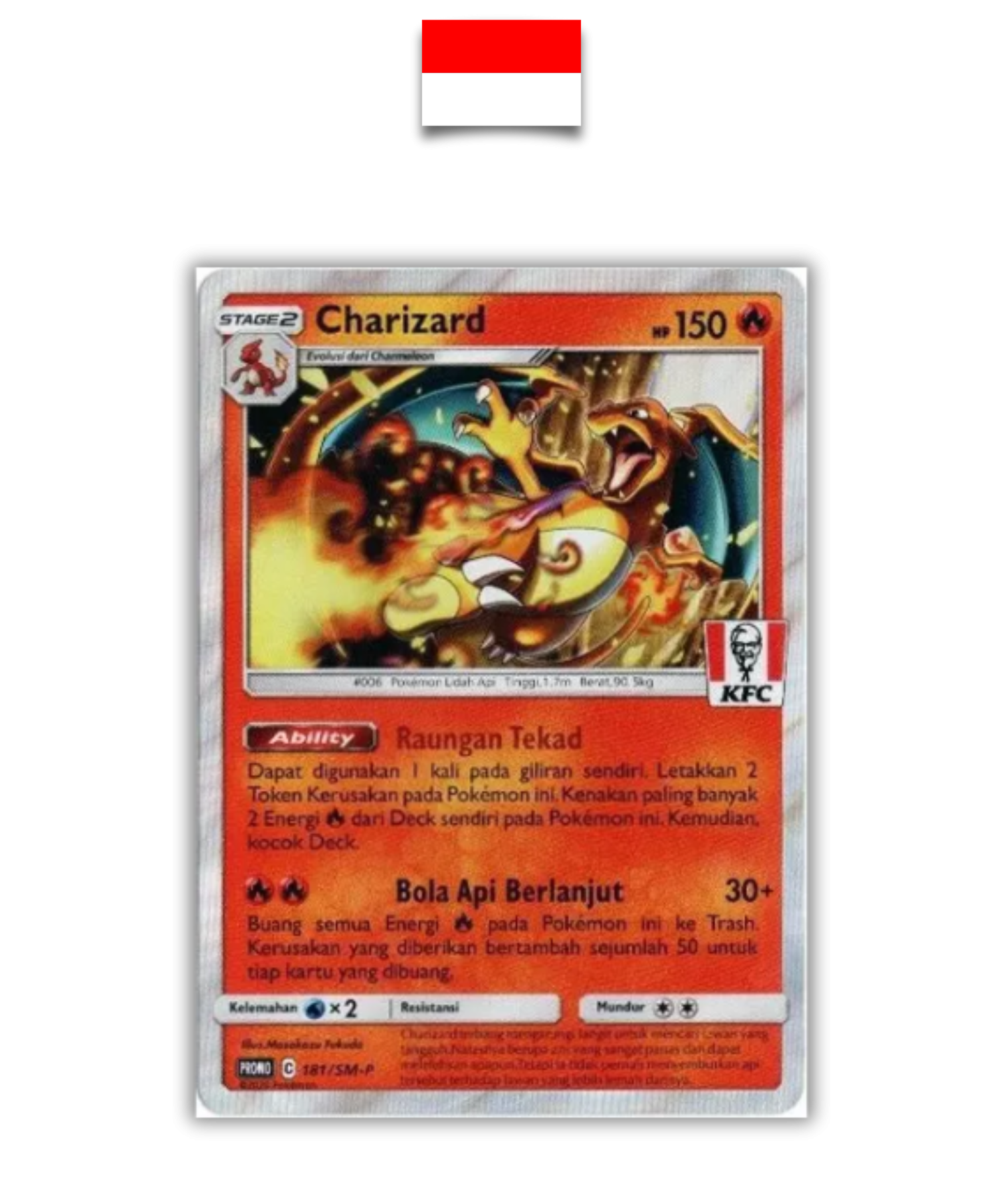 Carte Pokémon – Dracaufeu KFC 180/SM-P – Indonésien