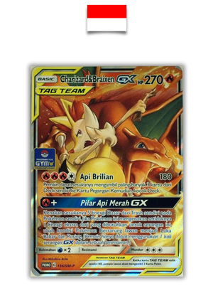 Carte Pokémon – Dracaufeu Roussil Tagteam GYM 134/SM-P – Indonésien - Quest Corner