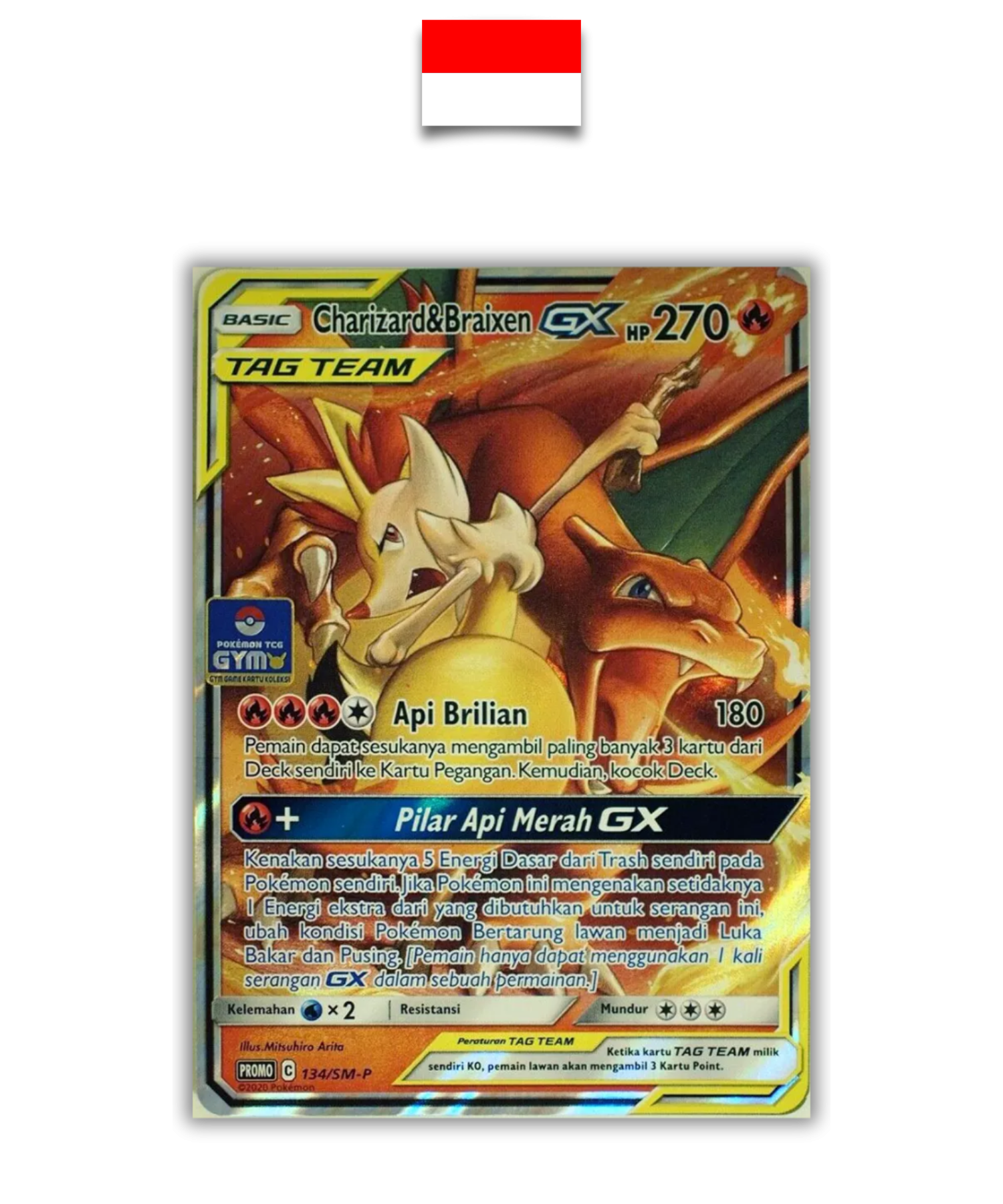 Carte Pokémon – Dracaufeu Roussil Tagteam GYM 134/SM-P – Indonésien