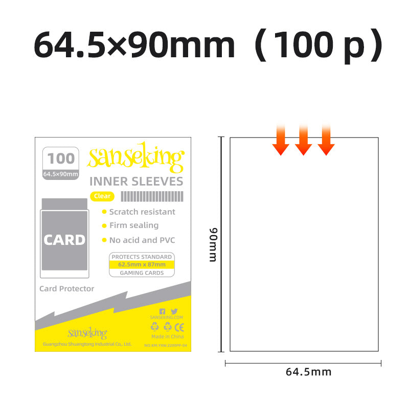 Accessoires TCG – Sleeve Standard x100 – Sanseking – 64,5×90mm – Transparent - Quest Corner
