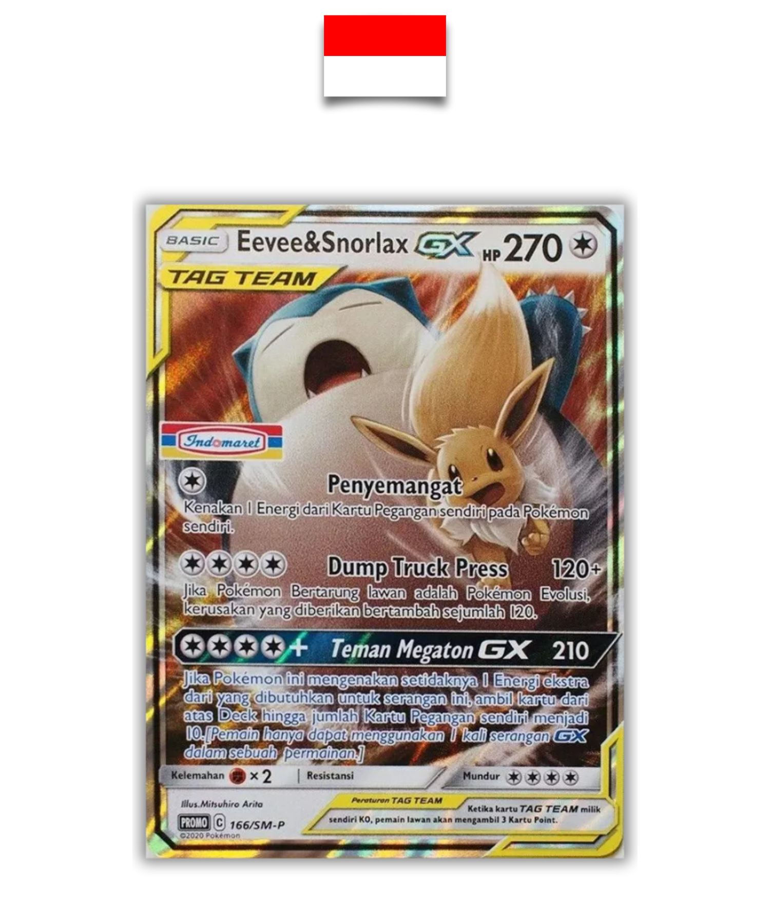 Carte Pokémon – Evoli Ronflex Tagteam Indomaret 166/SM-P – Indonésien