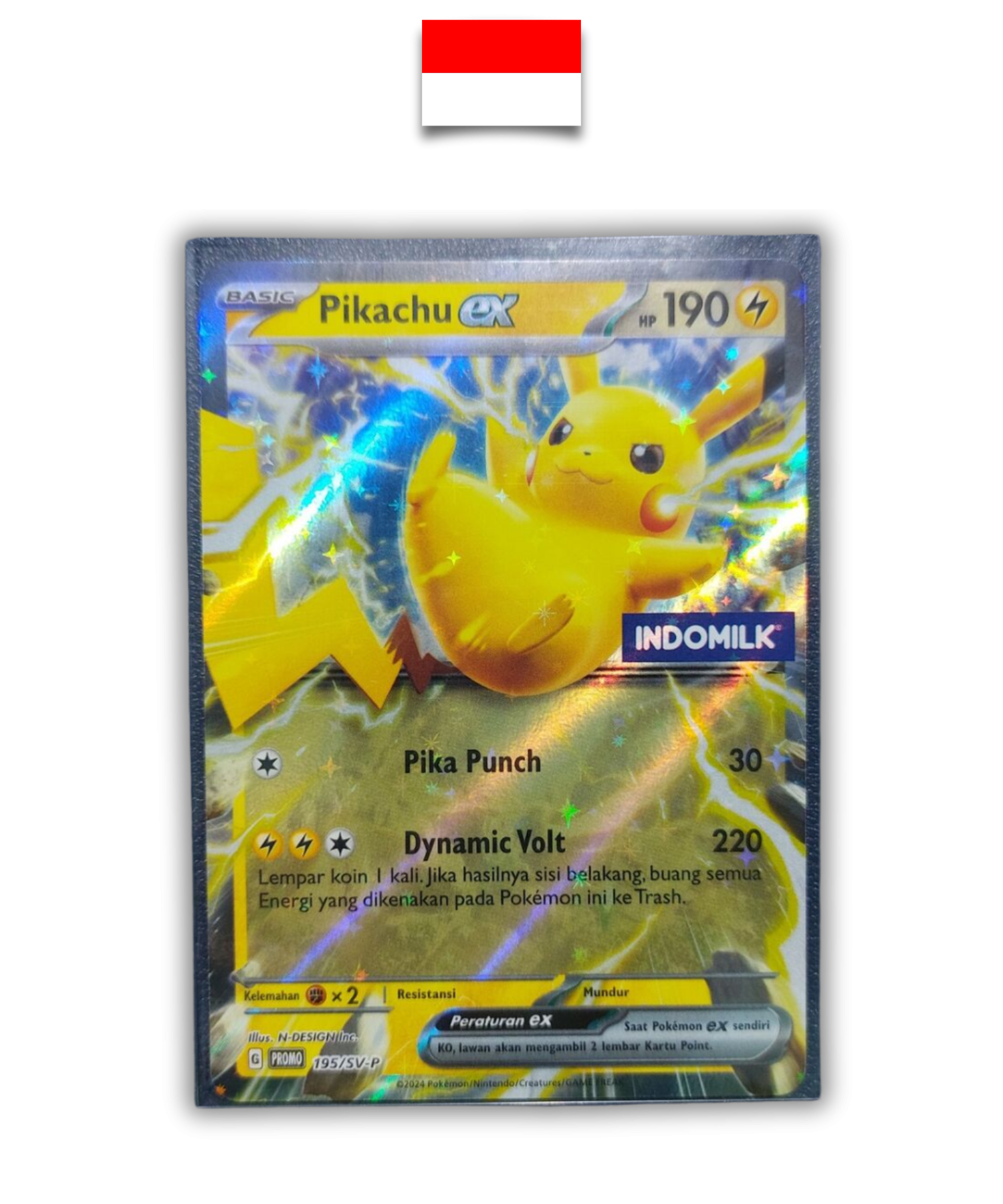 Carte Pokémon – Pikachu INDOMILK 195/SV-P – Indonésien
