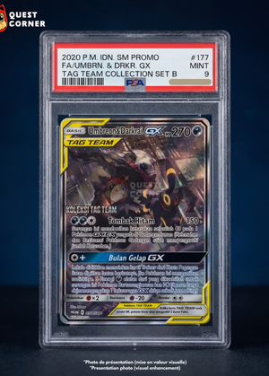 Carte Gradée Pokémon – Noctali & Darkrai GX FA - 177/sm-p - PSA 9 - Soleil & Lune - Indonésien - Quest Corner