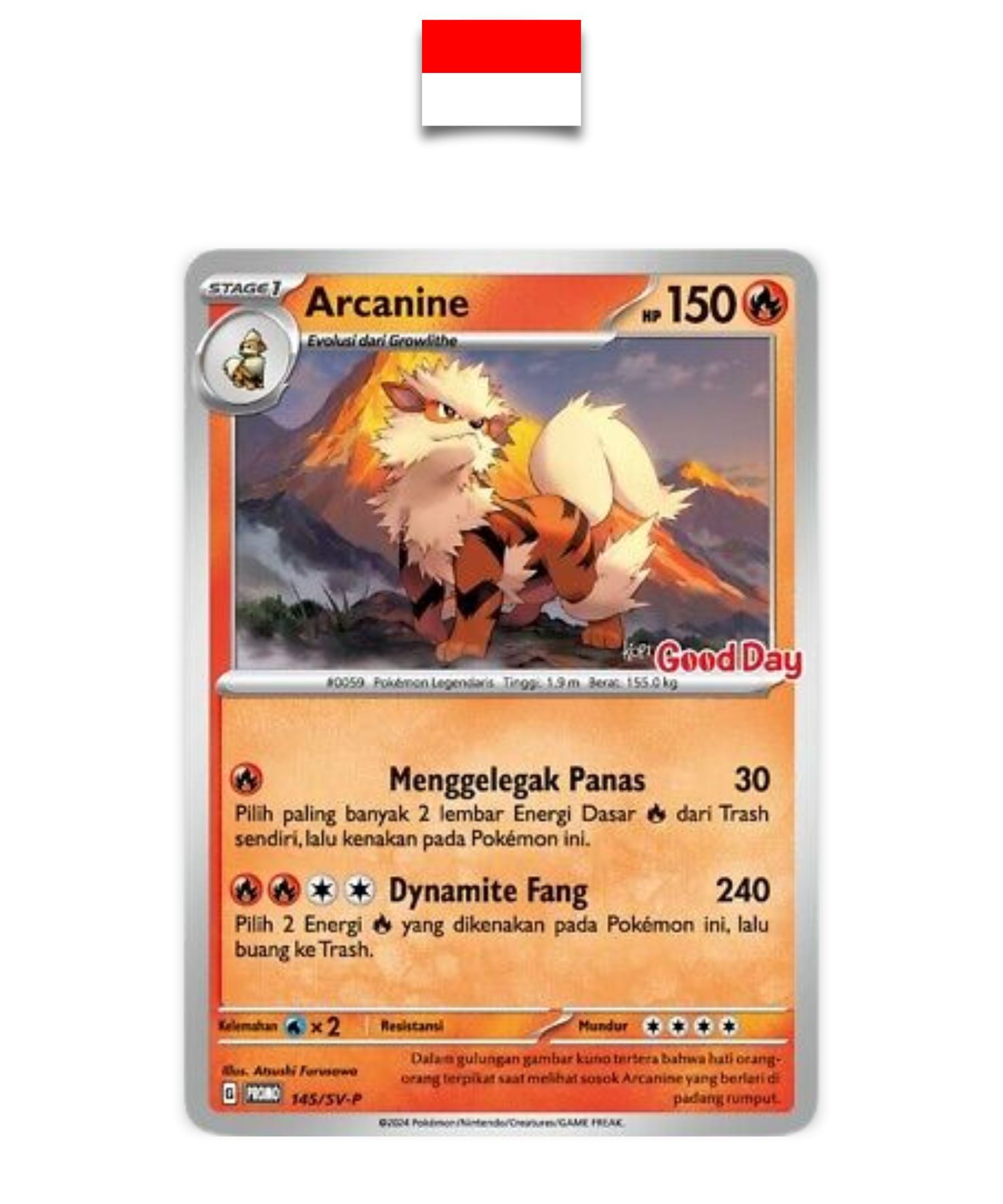 Carte Pokémon – Arcanin Good Day 145/SV-P – Indonésien
