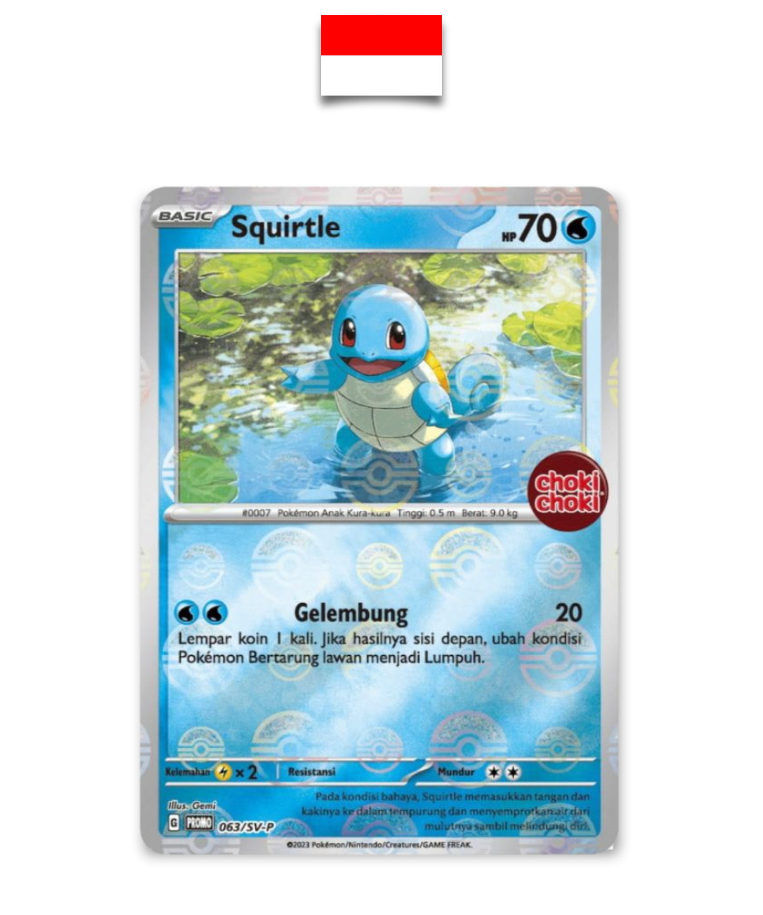 Carte Pokémon – Carapuce Choki Choki 063/SV-P – Indonésien