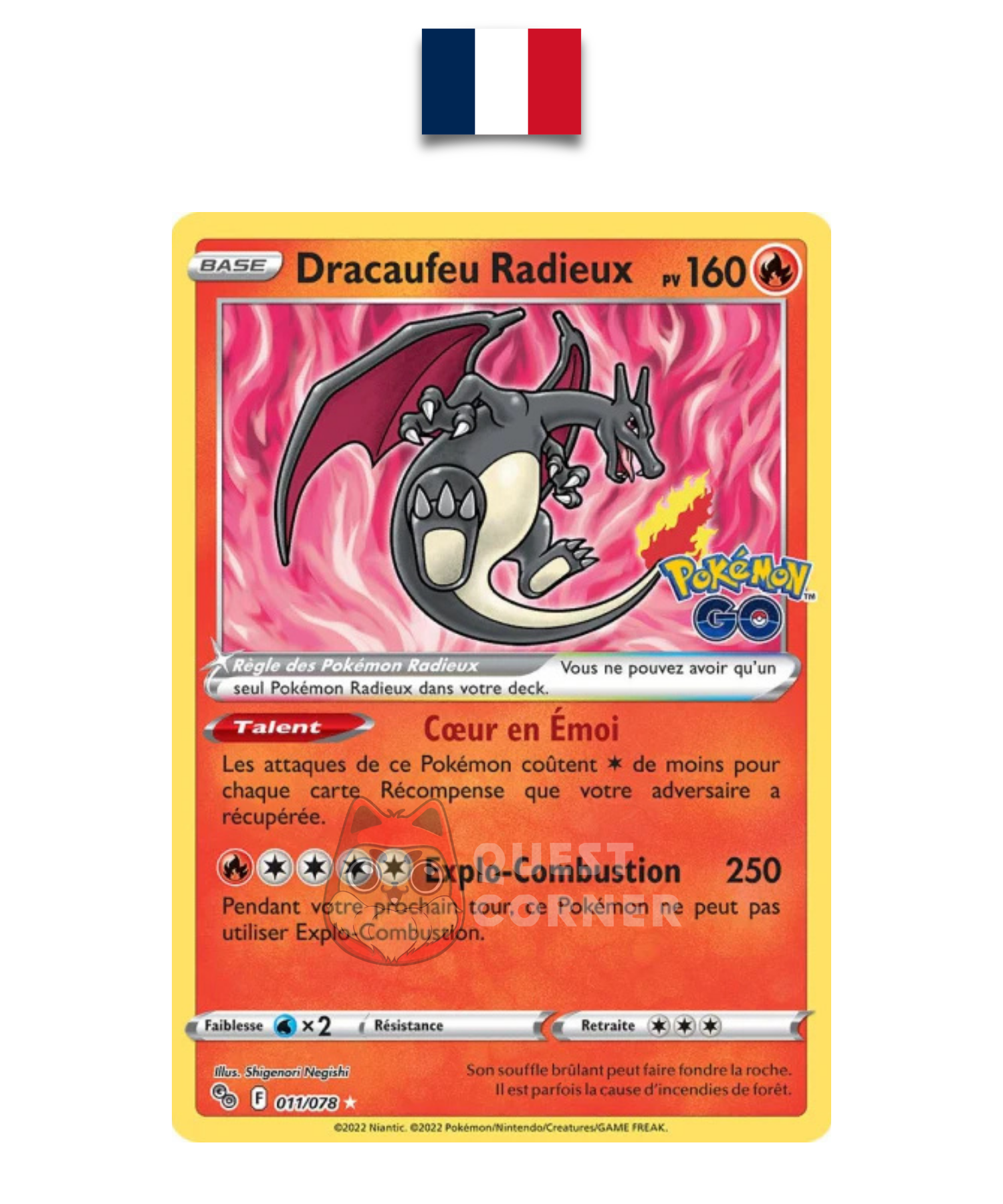 Carte Pokémon – Dracaufeu Radieux 011/078 – EB10.5 Pokémon GO – Français - Quest Corner