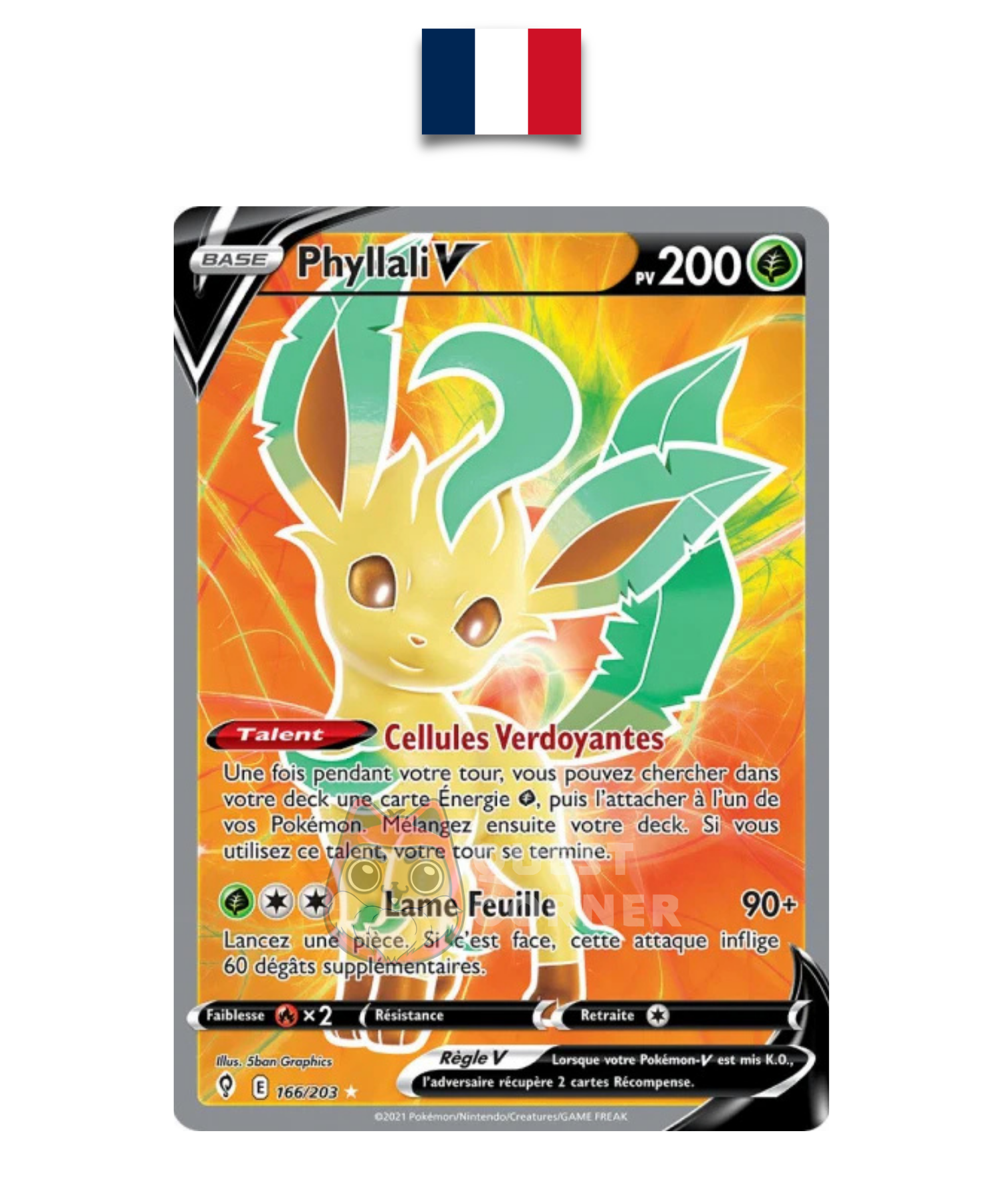 Carte Pokémon – Phyllali V 166/203 Full Art – EB07 Évolution Céleste – Français - Quest Corner
