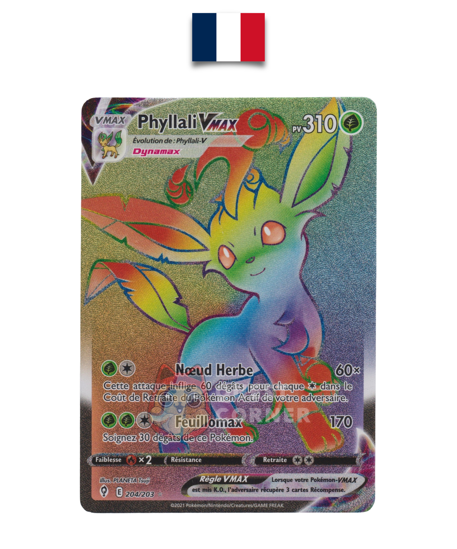 Carte Pokémon – Phyllali VMAX Rainbow 204/203 – EB07 Évolution Céleste – Français - Quest Corner