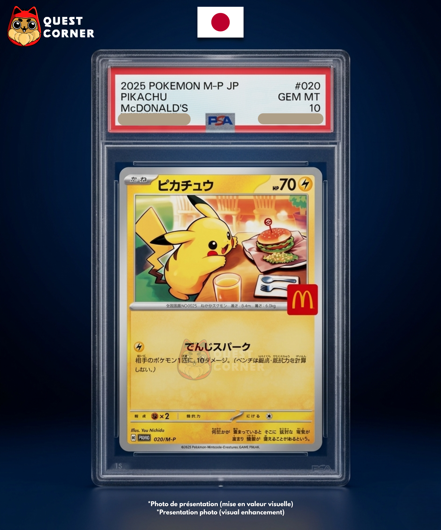 Carte gradée Pokémon – Pikachu 020/M-P – Promo McDonald’s – PSA 10 – Japonais - Quest Corner
