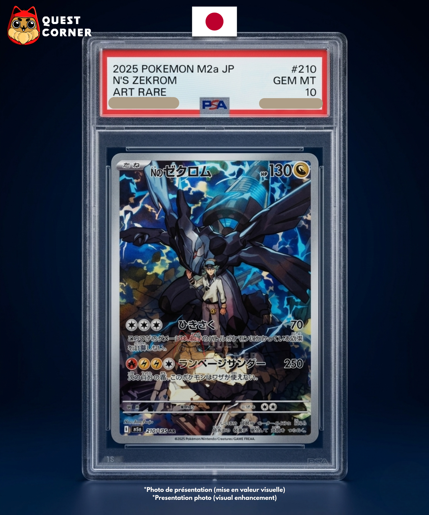 Carte gradée Pokémon – Zekrom de N 210/193 – AR – M2a Mega Dream – PSA 10 – Japonais - Quest Corner
