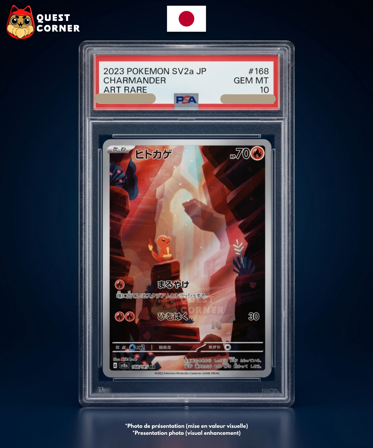 Carte gradée Pokémon – Salamèche 168/165 – AR – SV2a Pokémon 151 – PSA 10 – Japonais - Quest Corner