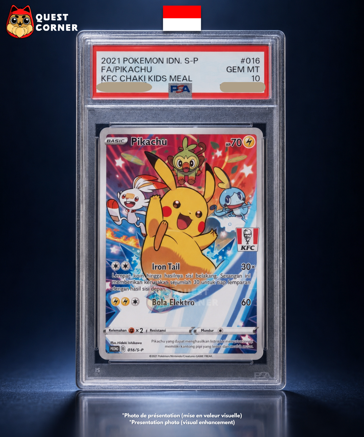 Carte Pokémon - Pikachu 016/S-P - Promo KFC - PSA 10 - Indonésien - Quest Corner