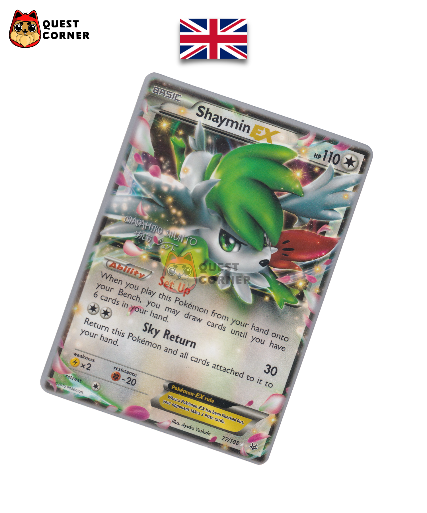 Shaymin EX 77/108 Rare Holo EX – ROS – Anglais – NM - Quest Corner