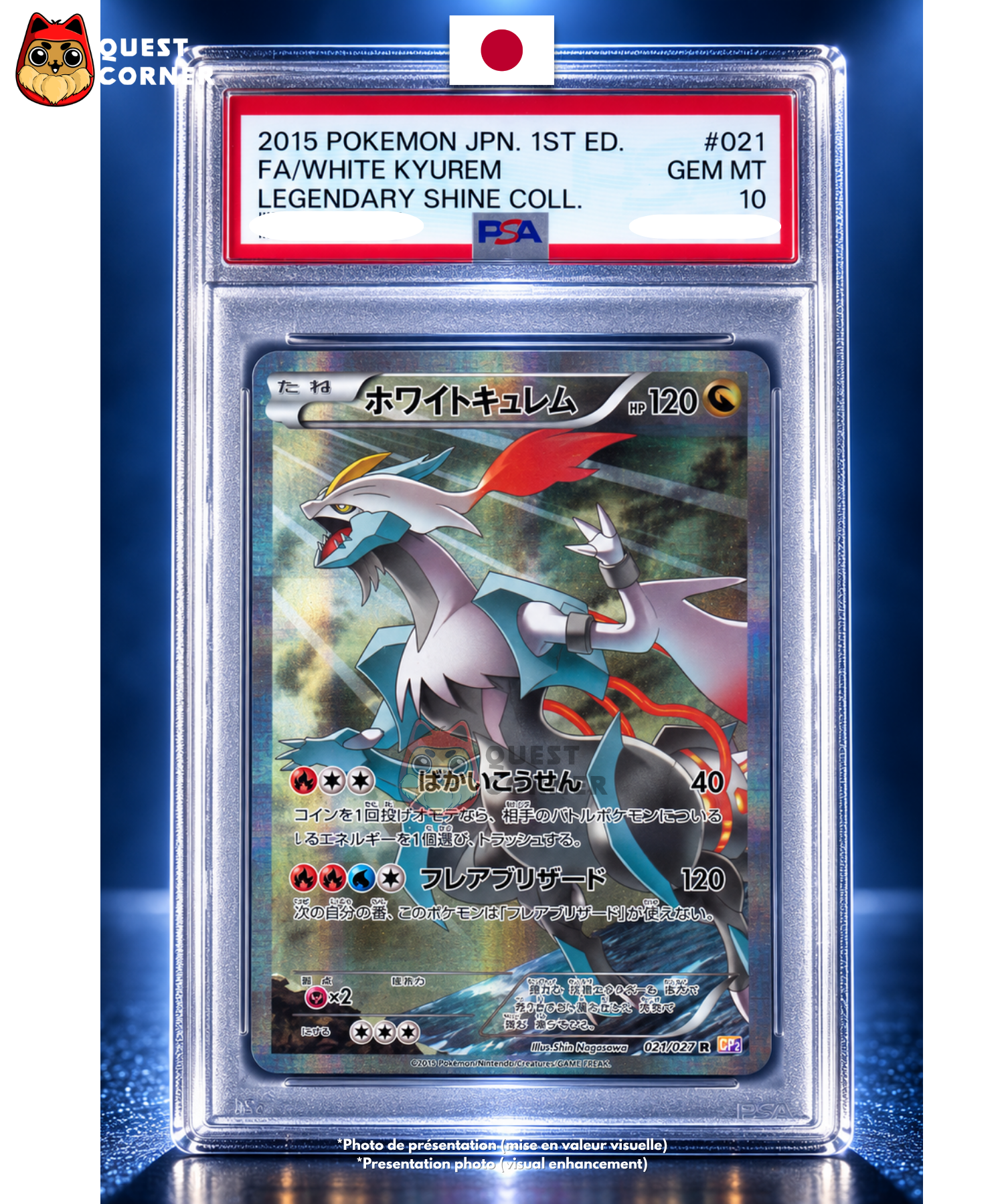 Carte Gradée Pokémon – Kyurem Blanc 021/027 – CP2 Legendary Shine Collection – PSA 10 – Japonais