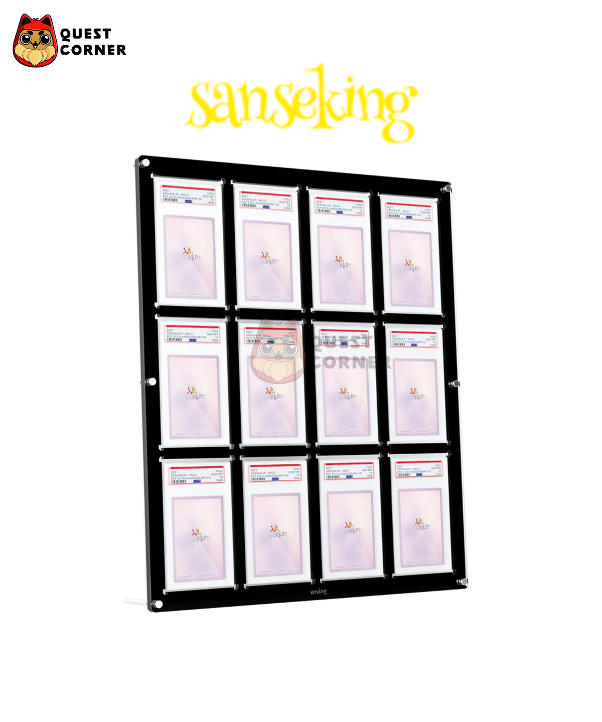 Cadre Acrylique pour 12 Cartes Gradées – 12 Slots Graded Card Display Frame – Sanseking