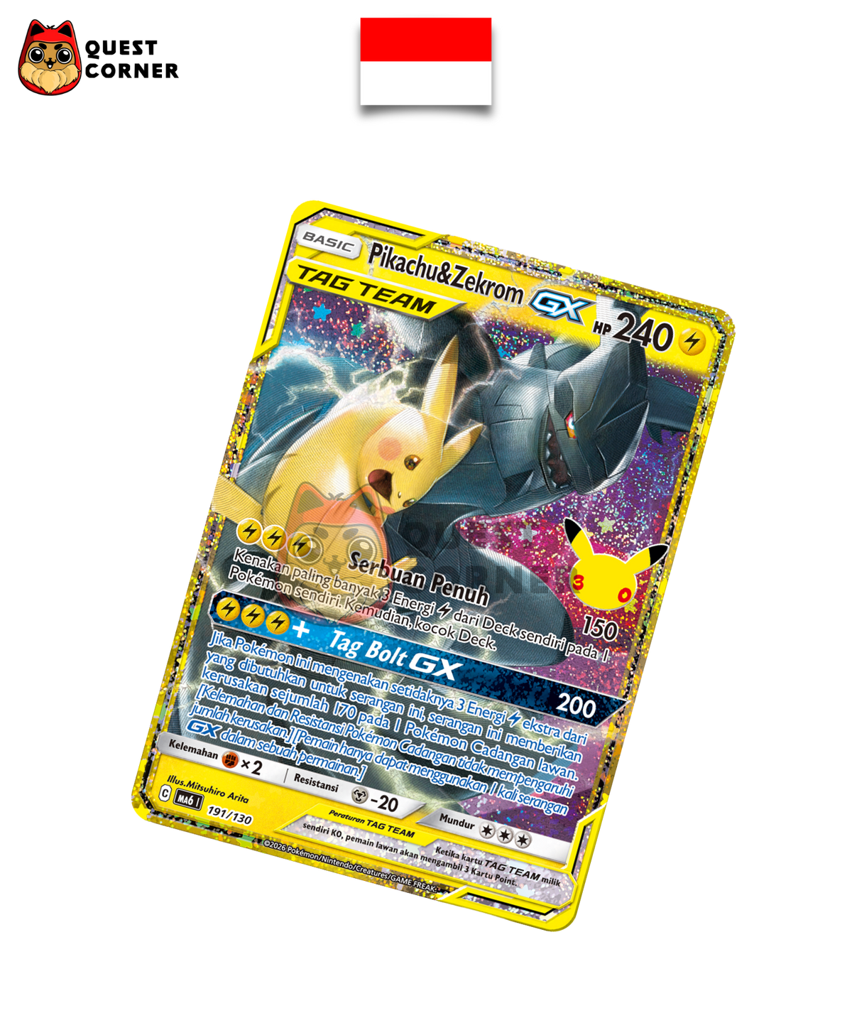 Pikachu & Zekrom-GX 191/130 – MA6I – Indonésien - Quest Corner