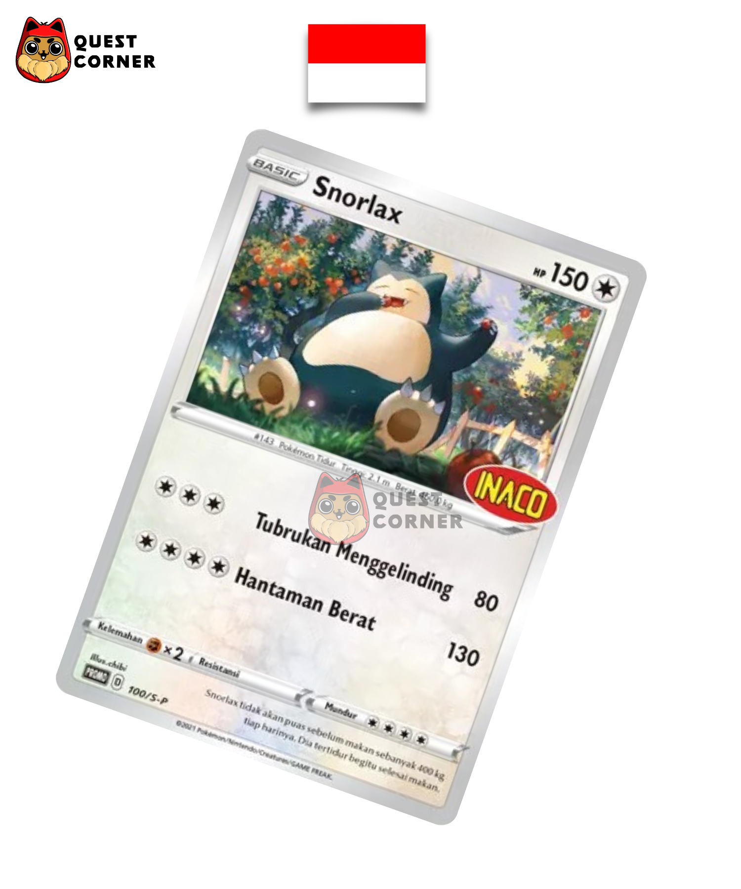Carte Pokémon - Ronflex 100/S-P - Promo INACO - Indonésien - Quest Corner