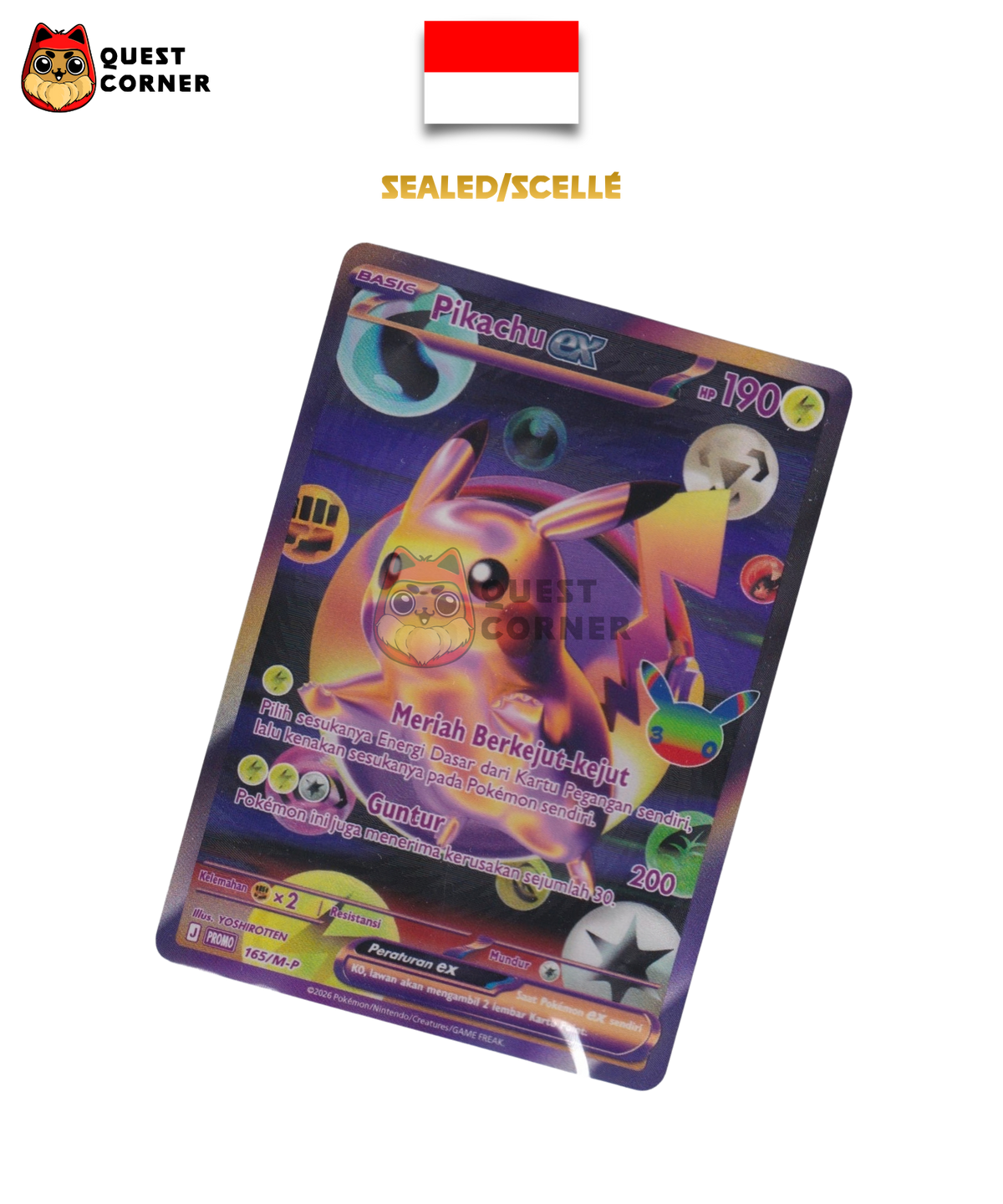 Pikachu ex FUR Night 165/M-P Promo - Indonésien - Scellé - Quest Corner