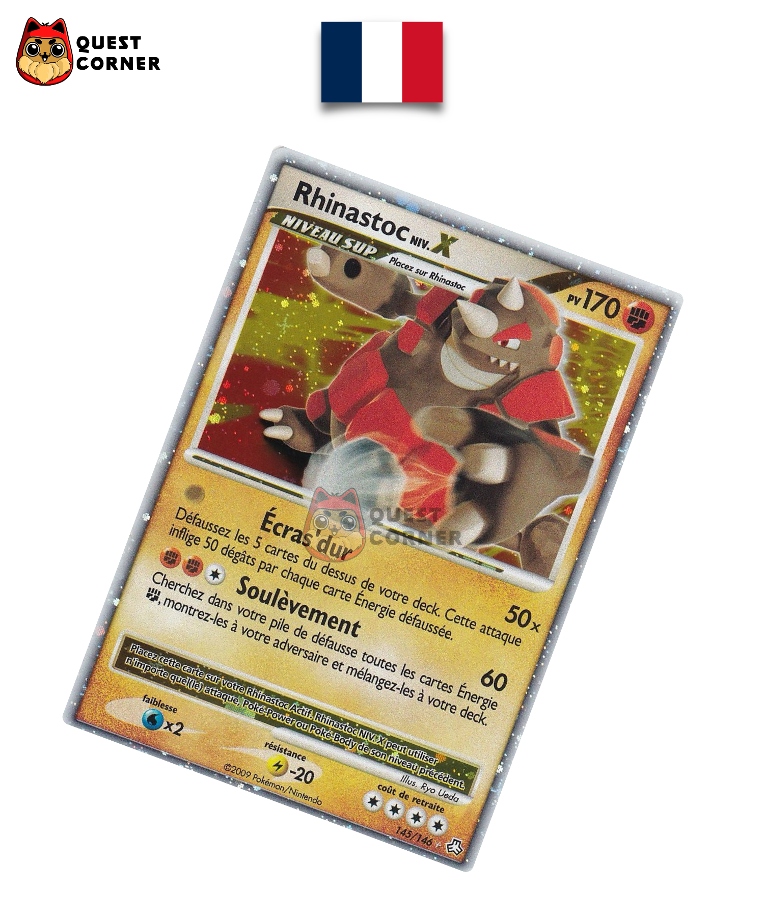 Carte Pokemon – Rhinastoc Niv.X 145/146 – Éveil des Légendes – Français – Good - Quest Corner