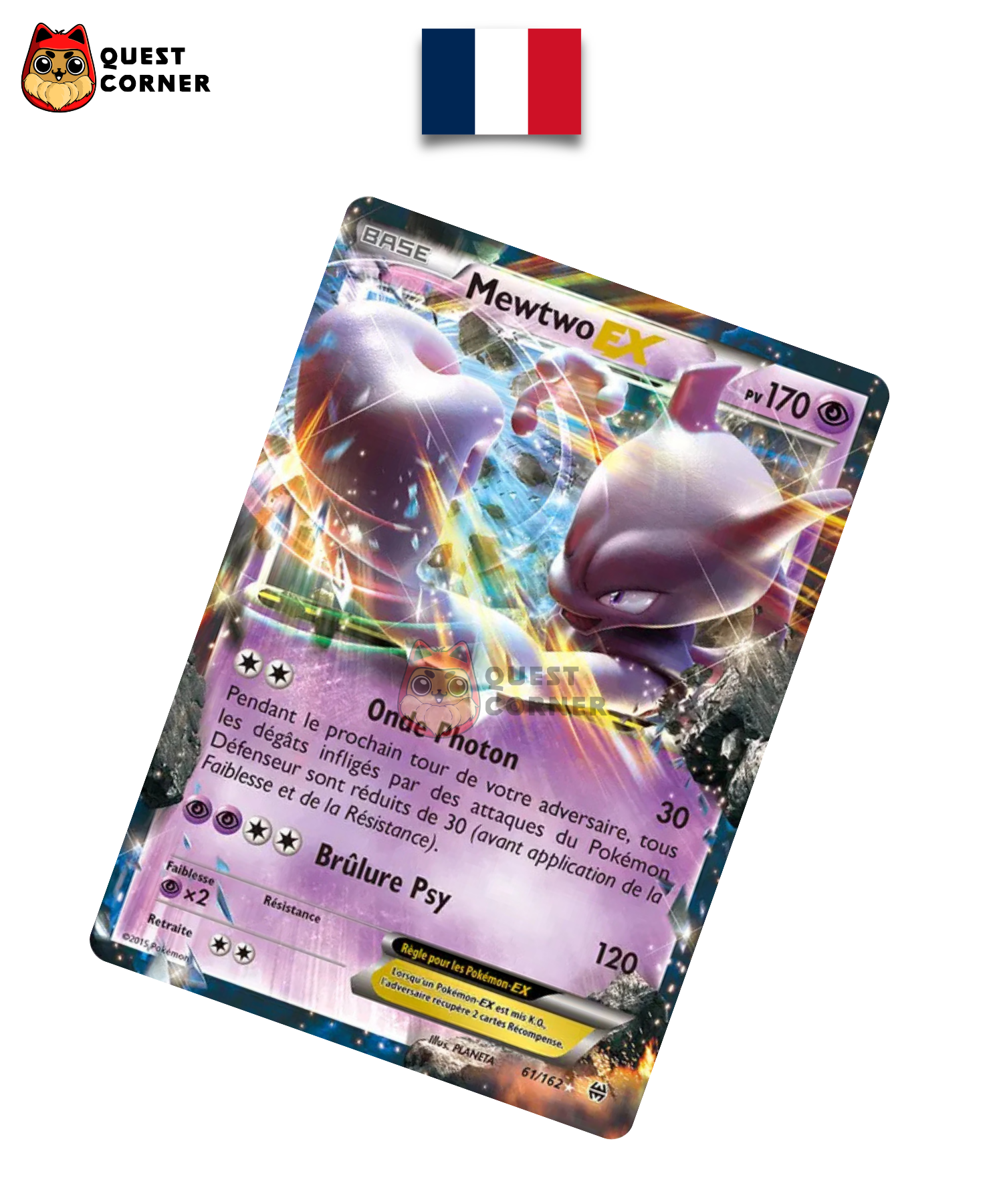 Carte Pokemon – Mewtwo ex 61/162 – Légendes Anciennes – Français – Good+ - Quest Corner