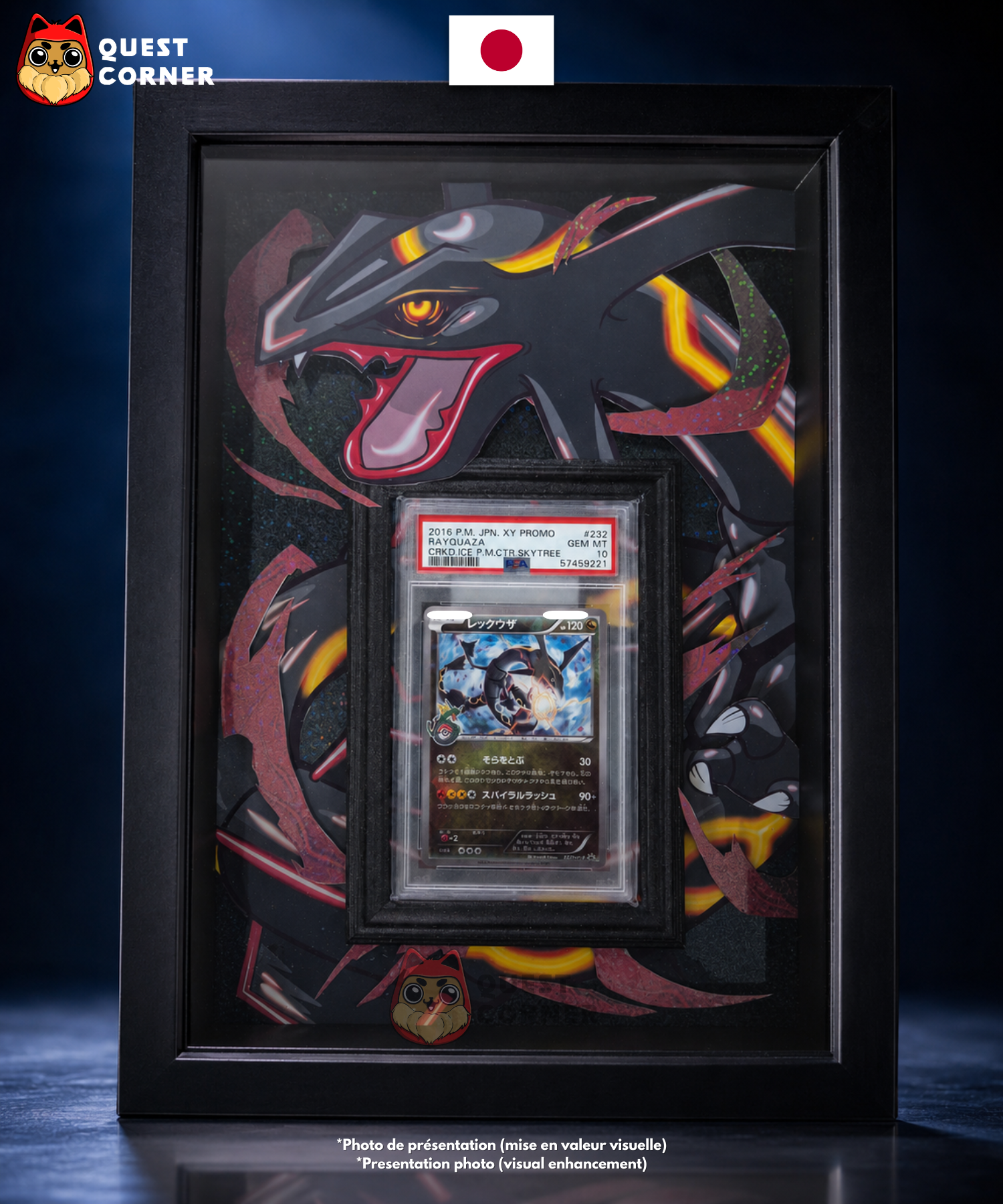 Carte Gradée Pokémon – Rayquaza 232/XY-P avec son cadre – Promo – Japonais - PSA 10 - Quest Corner