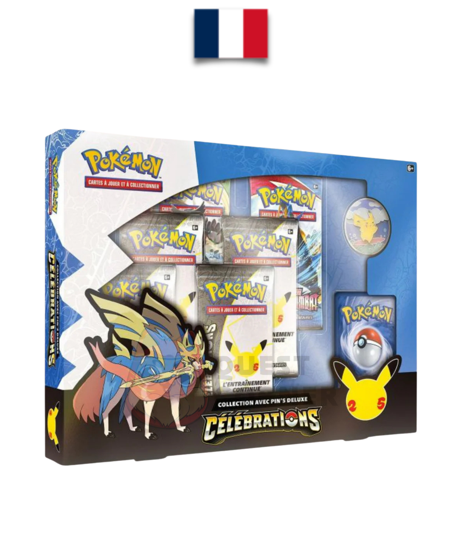 Coffret Pokémon - Pin’s Deluxe Zacian Niv. X – Célébrations 25 Ans – Scellé