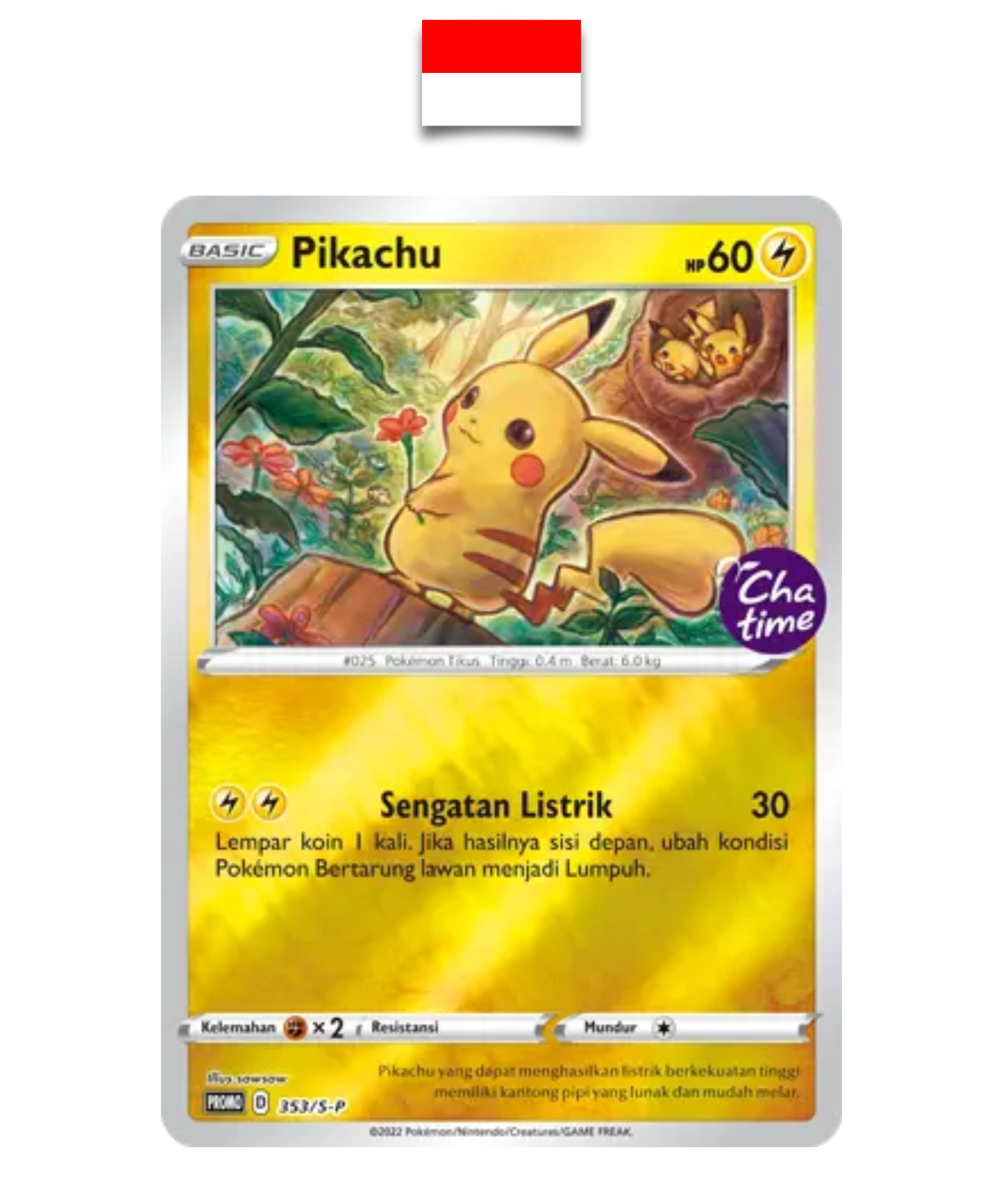 Carte Pokémon – Pikachu 353/S-P Promo Cha Time – Indonésien - Quest Corner