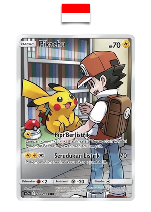 Carte Pokémon – Pikachu de Ash 206/205 CHR – Indonésien - Quest Corner