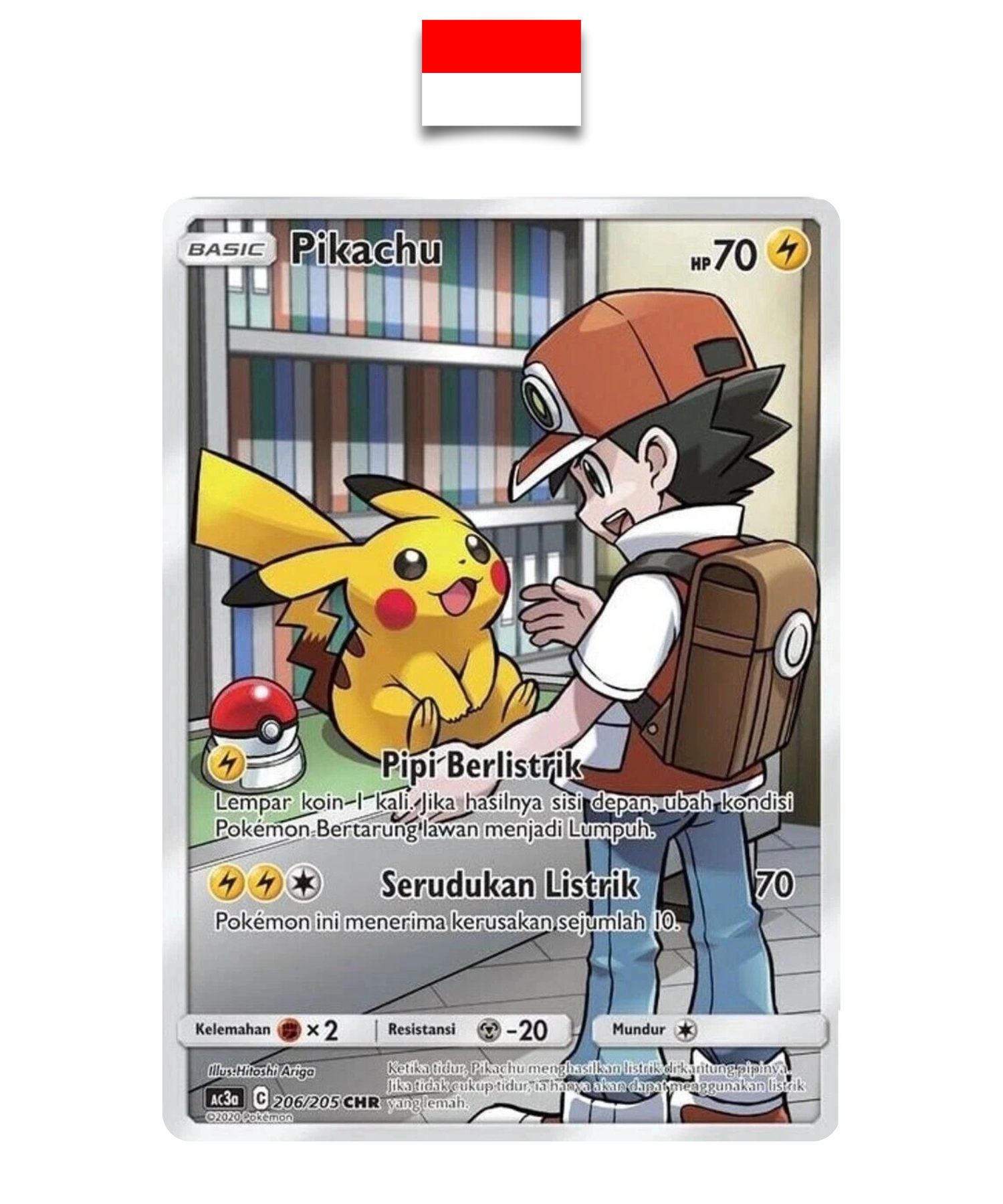 Carte Pokémon – Pikachu de Ash 206/205 CHR – Indonésien - Quest Corner