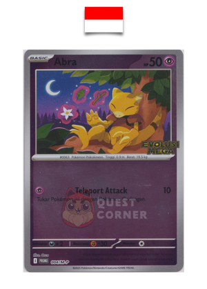 Carte Pokémon – Abra 004/M-P – Reverse Holo – Promo Stamp – Evolusi Mega – Indonésien - Quest Corner