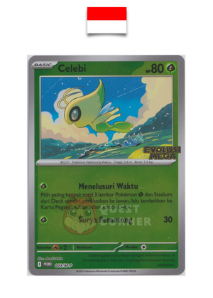 Carte Pokémon – Celebi 003/M-P – Reverse Holo – Promo Stamp – Evolusi Mega – Indonésien - Quest Corner