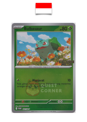 Carte Pokémon – Bulbizarre 001/M-P – Reverse Holo – Promo Stamp – Evolusi Mega – Indonésien - Quest Corner