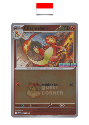 Carte Pokémon – Reptincel 027/M-P – Reverse Holo – Promo Stamp – Kobaran Biru – Indonésien - Quest Corner