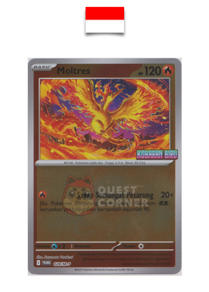 Carte Pokémon – Sulfura 028/M-P – Reverse Holo – Promo Stamp – Kobaran Biru – Indonésien - Quest Corner