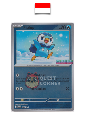 Pokémon Card – Piplup 029/M-P – Reverse Holo – Promo Stamp – Kobaran Biru – Indonesian - Quest Corner