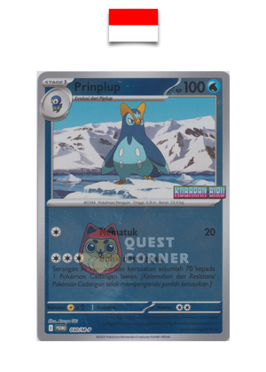 Pokémon Card – Prinplup 030/M-P – Reverse Holo – Promo Stamp – Kobaran Biru – Indonesian - Quest Corner