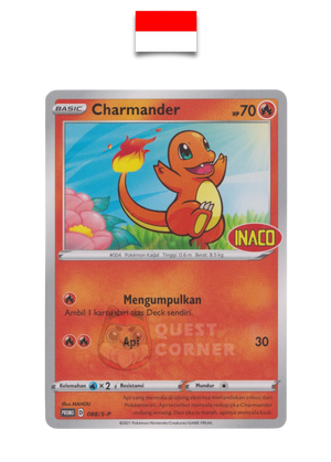 Pokémon Card – Charmander 088/S-P – Promo Stamp – INACO – Indonesian - Quest Corner