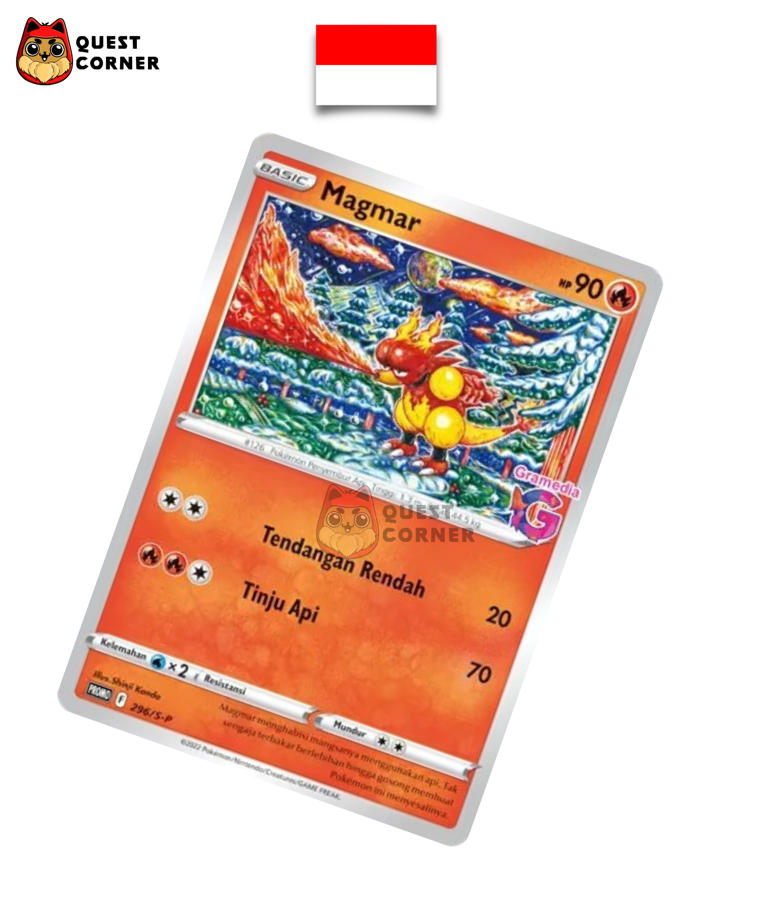 Carte Pokémon Magmar 296/S-P Promo Gramedia en indonésien