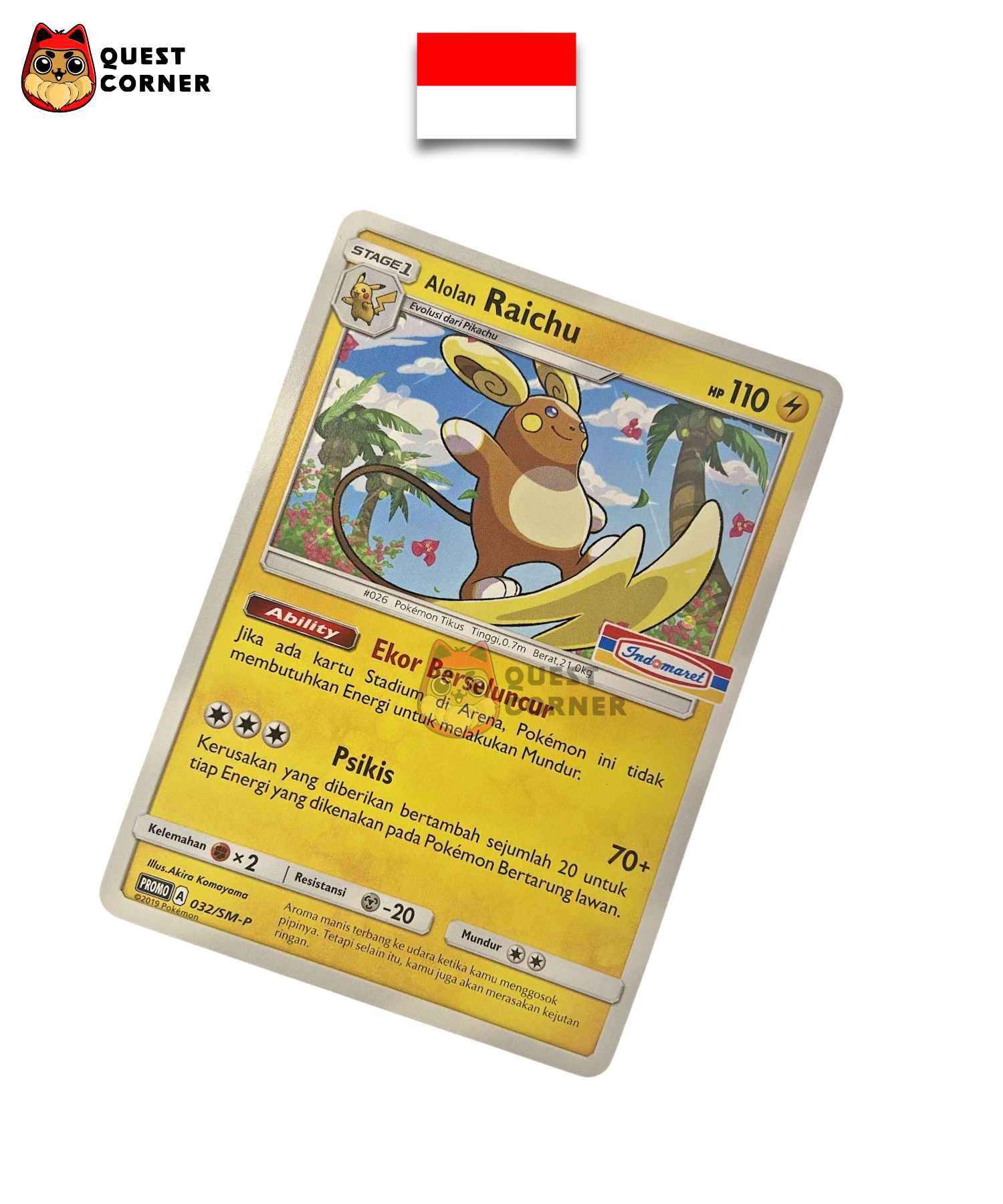 Carte Pokémon Raichu d’Alola 032/SM-P Promo Indomaret en indonésien
