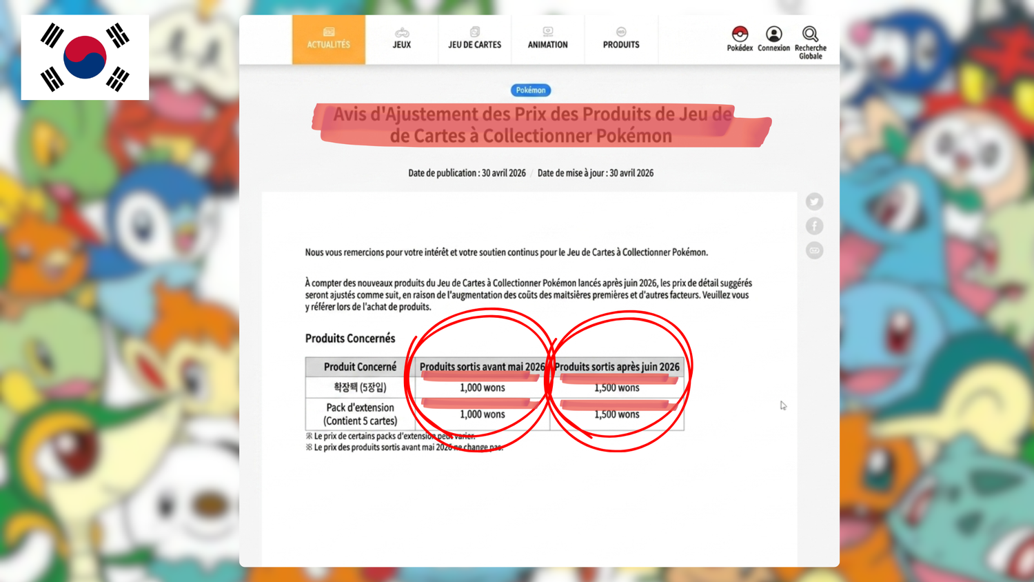 Pokémon Corée augmente ses prix de 50% dès juin 2026 ! - Quest Corner