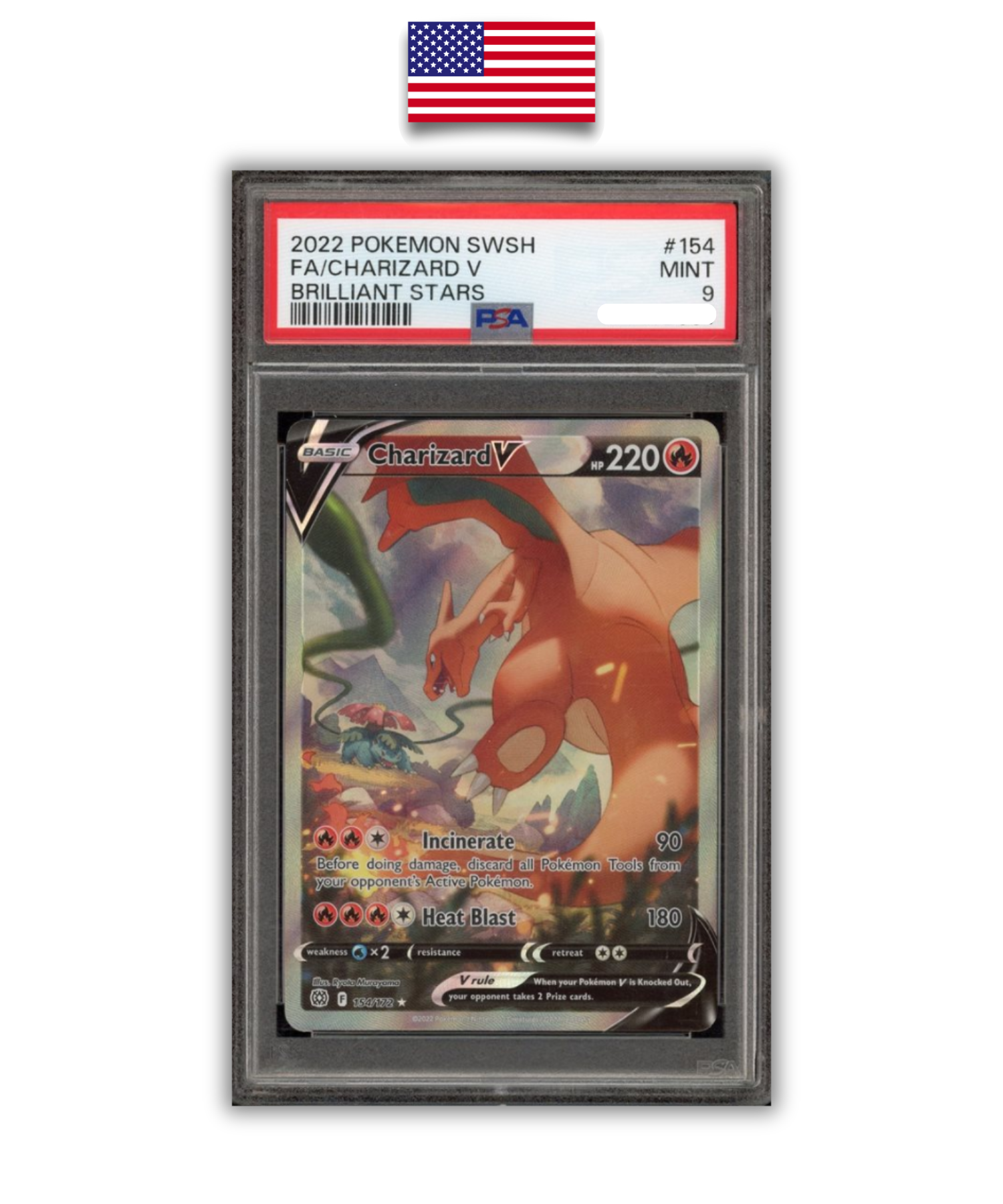 Pokémon Graded Card – Charizard V Brilliant Stars – PSA 9 – English