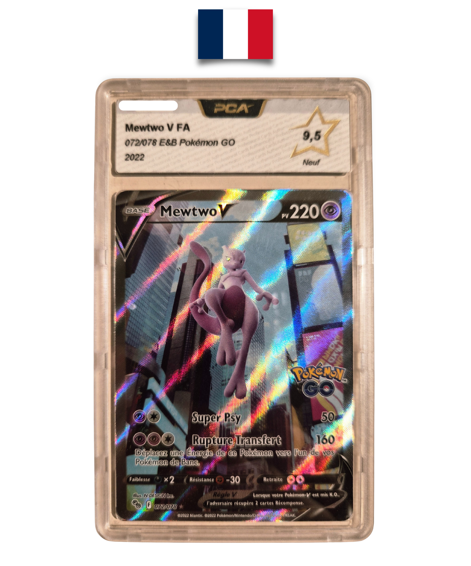Pokémon Graded Card – Mewtwo V Alternative 072/078 – PCA 9.5 – French