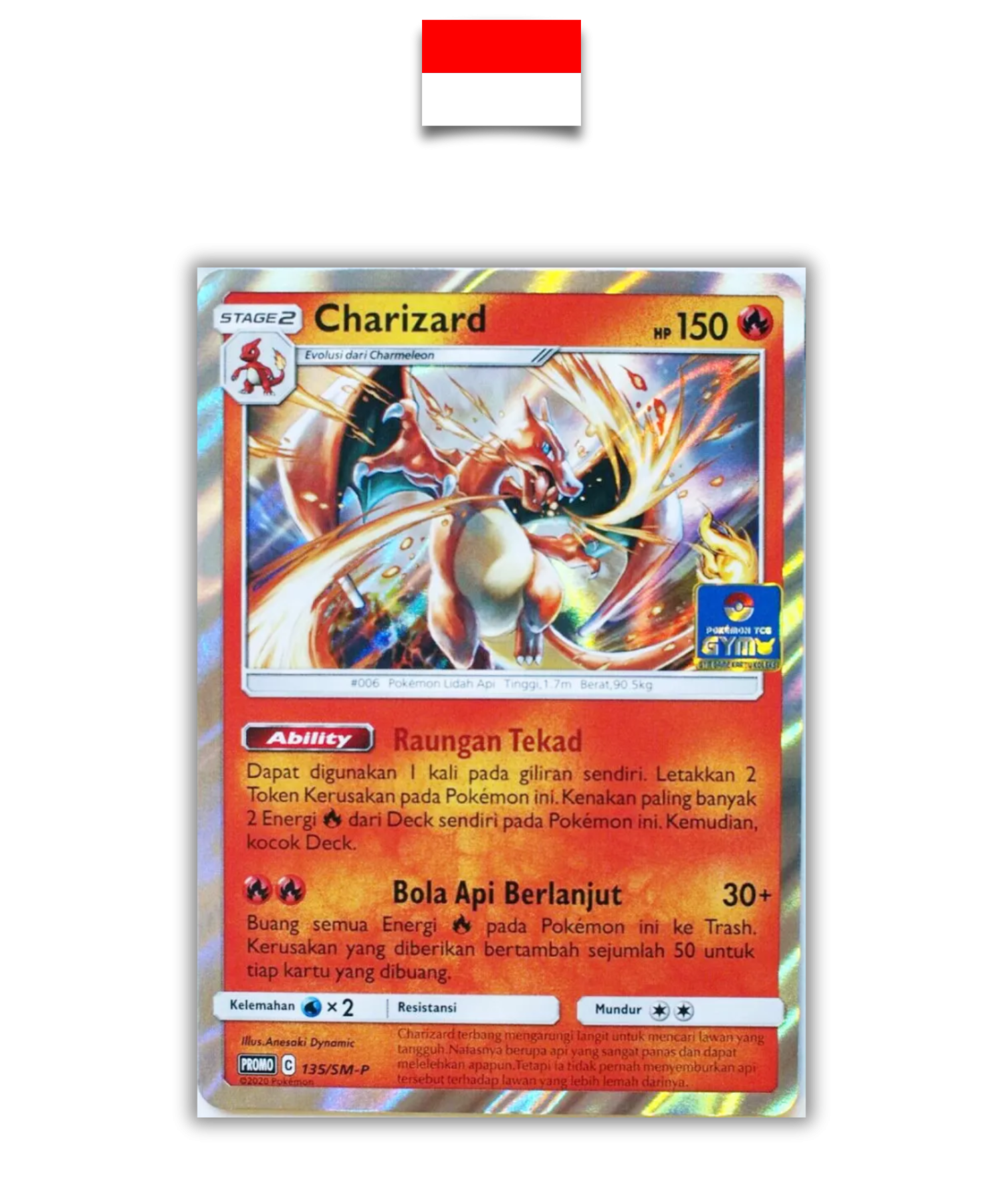 Carte Pokémon – Dracaufeu GYM 135/SM-P – Indonésien