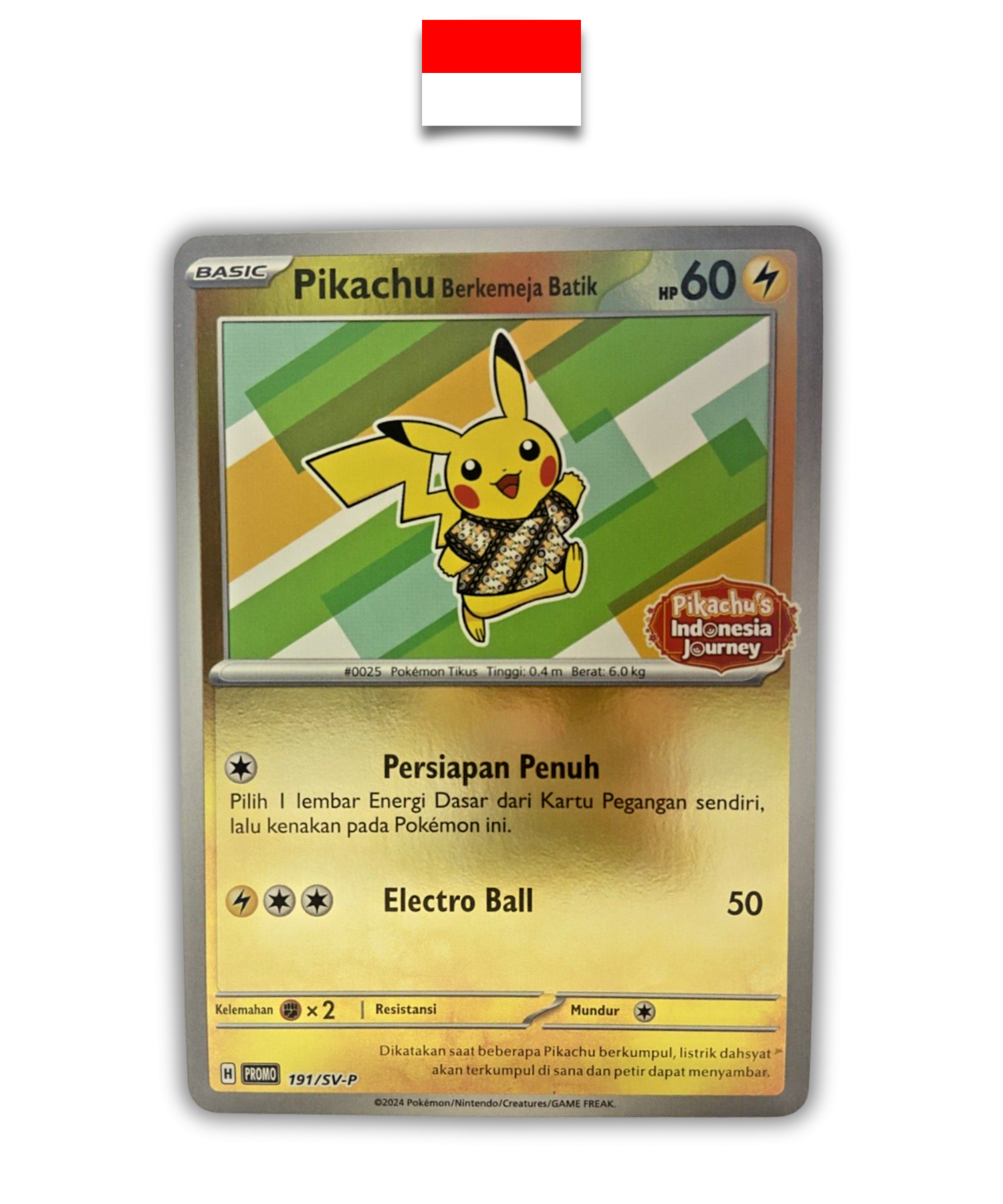 Carte Pokémon – Pikachu Batik Reverse 191/SV-P – Indonésien