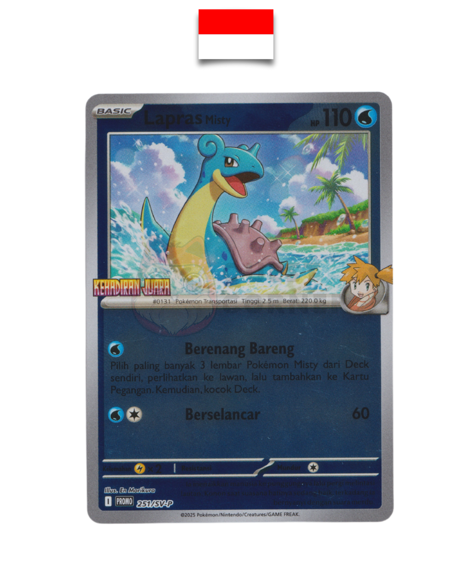 Carte Pokémon – Lokhlass (Ondine) 251/SV-P Promo Kehadiran Juara – Indonésien
