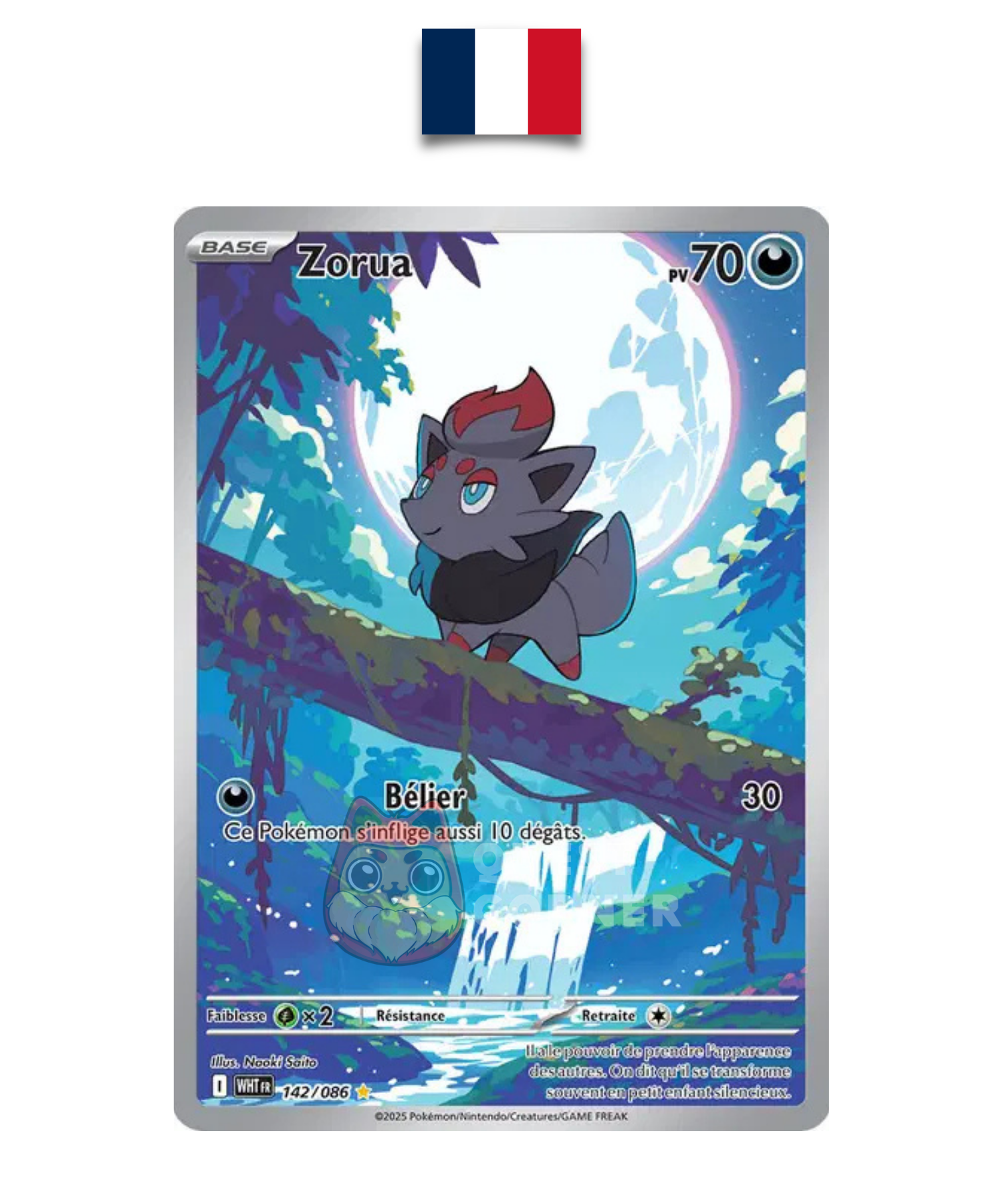 Carte Pokémon – Zorua 142/086 AR – EB10.5 Flamme Blanche (WHT) – Français - Quest Corner