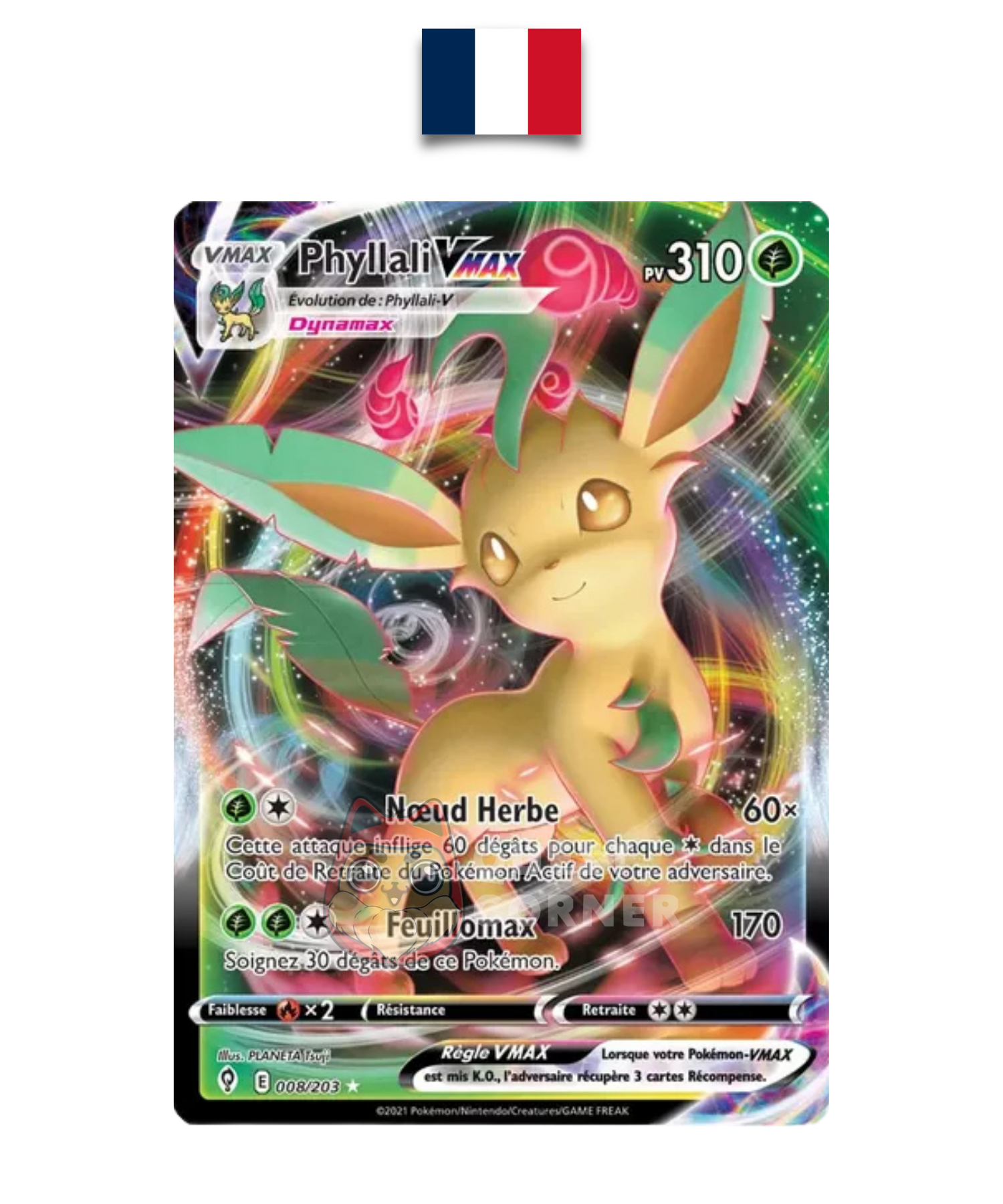 Carte Pokémon – Phyllali VMAX 008/203 – EB07 Évolution Céleste – Français - Quest Corner
