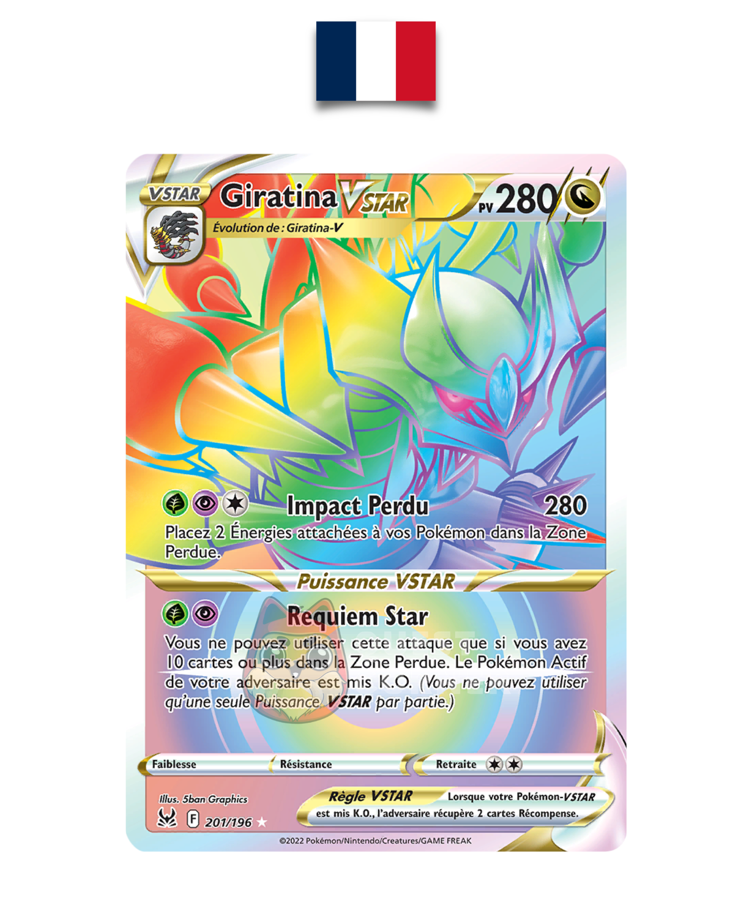 Carte Pokémon – Giratina VSTAR Rainbow 201/196 – EB11 Origine Perdue – Français - Quest Corner